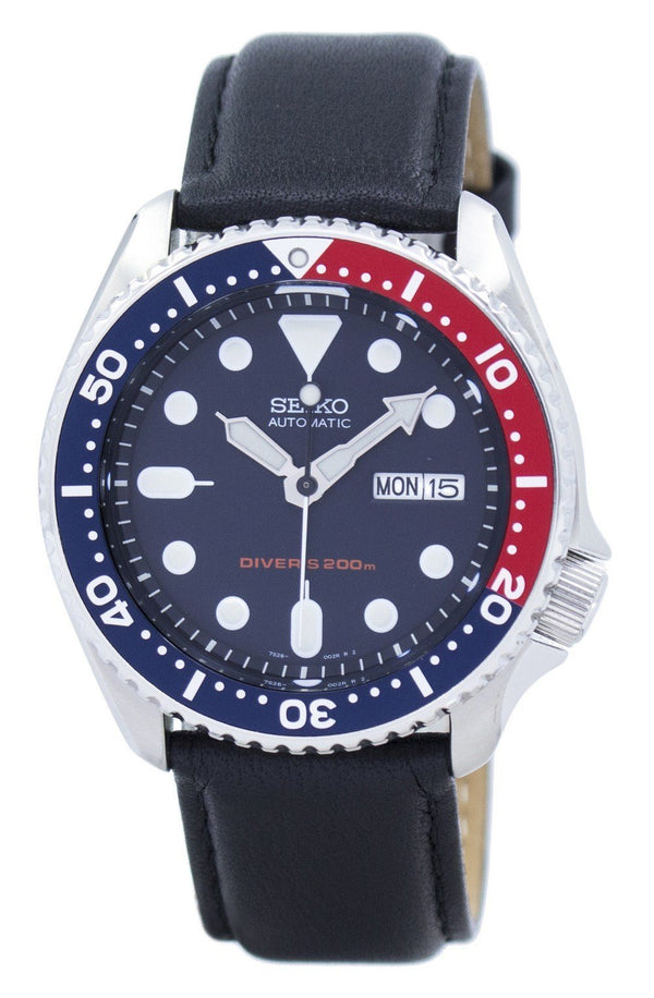 Seiko Automatic Diver's 200M Ratio Black Leather SKX009K1-LS10 Men's Watch-Branded Watches-Blue-JadeMoghul Inc.