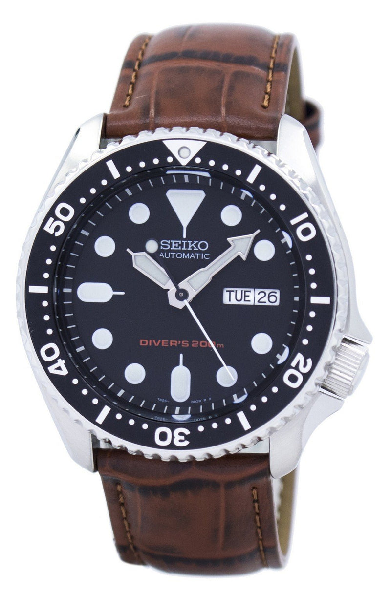Seiko Automatic Diver's 200M Ratio Brown Leather SKX007K1-LS7 Men's Watch-Branded Watches-Black-JadeMoghul Inc.