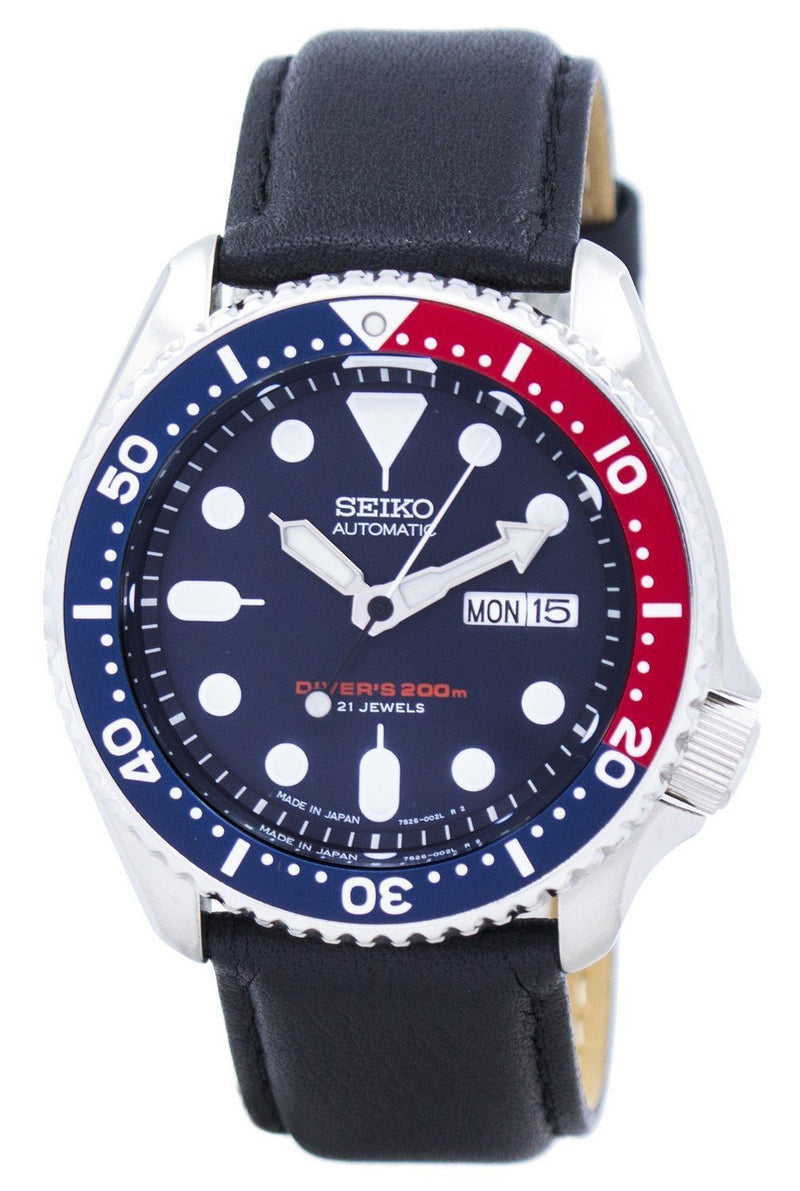 Seiko Automatic Diver's Ratio Black Leather SKX009J1-LS10 200M Men's Watch-Branded Watches-Black-JadeMoghul Inc.