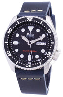 Seiko Automatic SKX007K1-LS15 200M Dark Blue Leather Strap Men's Watch-Branded Watches-Black-JadeMoghul Inc.
