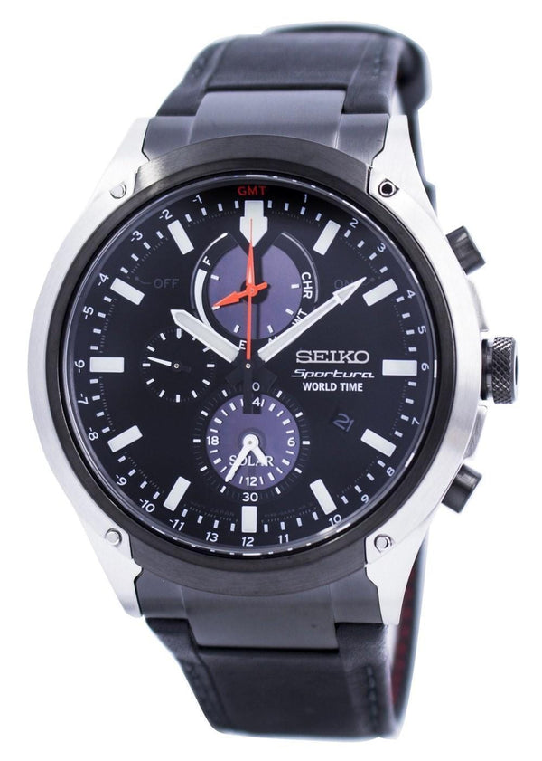 Seiko Sportura World Time Solar Chronograph SSC483 SSC483P1 SSC483P Men's Watch-Branded Watches-JadeMoghul Inc.