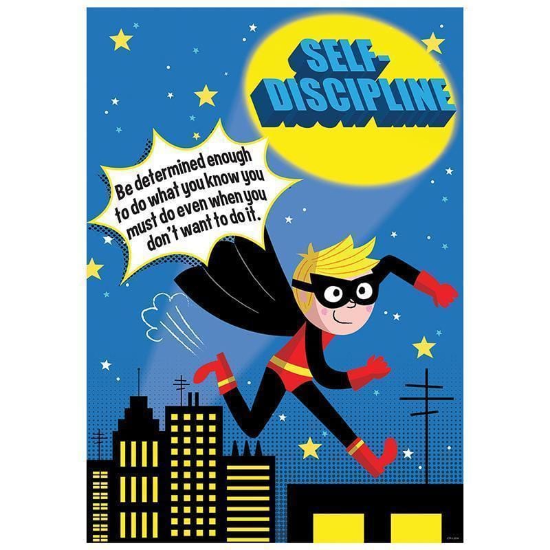 SELF DISCIPLINE SUPERHERO POSTER-Learning Materials-JadeMoghul Inc.