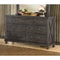 Seven Drawer Dresser with Exposed Bolts and Hammered Metal Drawer Pull, Dark Brown-Cabinets and storage chests-Brown-Wood Metal-JadeMoghul Inc.