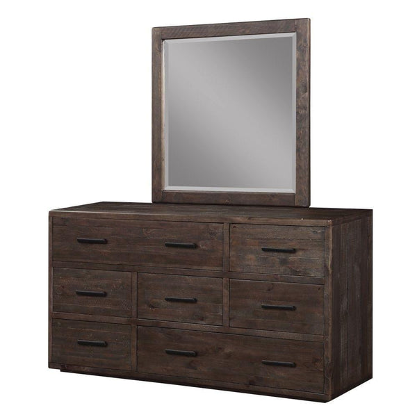 Seven Drawer Wooden Dresser with Metal Pull Handles , Espresso Brown-Cabinets and storage chests-Brown-Wood Metal-JadeMoghul Inc.