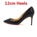 Shallow Pointed Toe Thin High Heels Sexy Rivets Spike Women Party Shoes Classical Fashion Studs Lady Party Shoes-Black 12cm-11-JadeMoghul Inc.