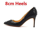 Shallow Pointed Toe Thin High Heels Sexy Rivets Spike Women Party Shoes Classical Fashion Studs Lady Party Shoes-Black 8cm-11-JadeMoghul Inc.