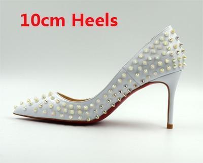 Shallow Pointed Toe Thin High Heels Sexy Rivets Spike Women Party Shoes Classical Fashion Studs Lady Party Shoes-white 10cm-11-JadeMoghul Inc.