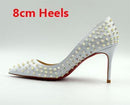 Shallow Pointed Toe Thin High Heels Sexy Rivets Spike Women Party Shoes Classical Fashion Studs Lady Party Shoes-white 8cm-11-JadeMoghul Inc.