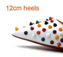 Shallow Pointed Toe Thin High Heels Sexy Rivets Spike Women Party Shoes Classical Fashion Studs Lady Party Shoes-white colorful 12cm-11-JadeMoghul Inc.