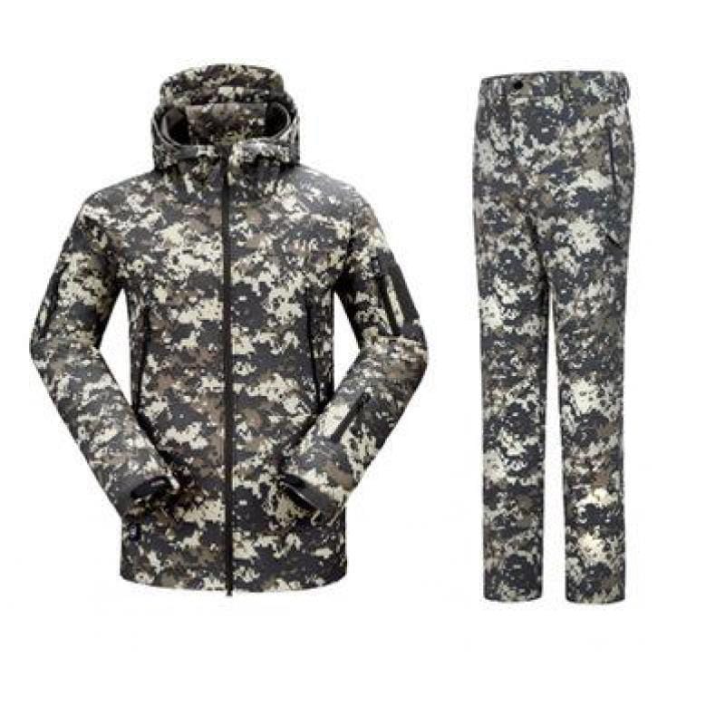 Shark Skin Soft Shell Military Uniform - Tactical Men Windproof Warm Camouflage Hooded Suit-Military-S-Green Snake-JadeMoghul Inc.