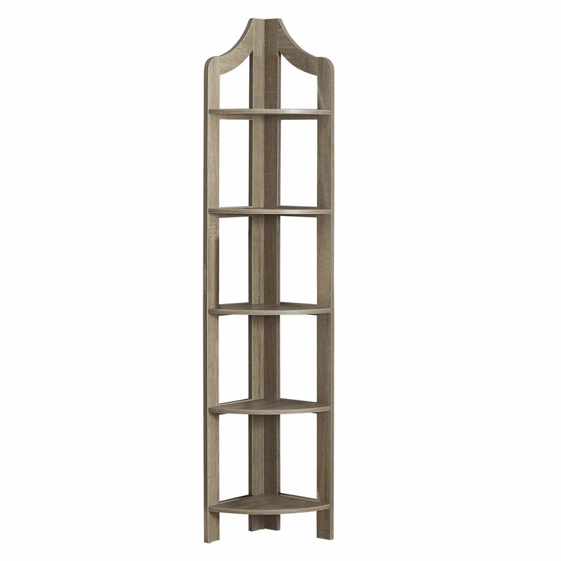 Shelf Corner Shelf Unit - 12'.25" x 17'.5" x 71" Dark Taupe, Particle Board, Corner Accent Shelf - Bookcase HomeRoots