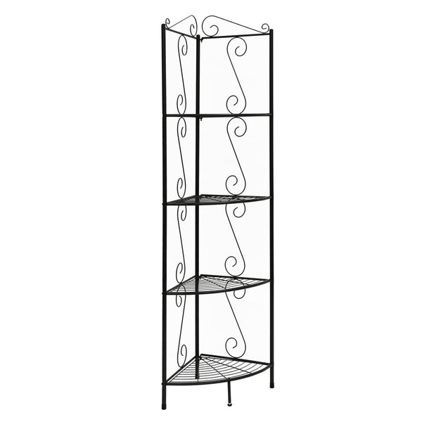 Shelf Corner Shelf Unit - 15" x 22'.5" x 70" Brown, Metal, Corner Shelf - Bookcase HomeRoots