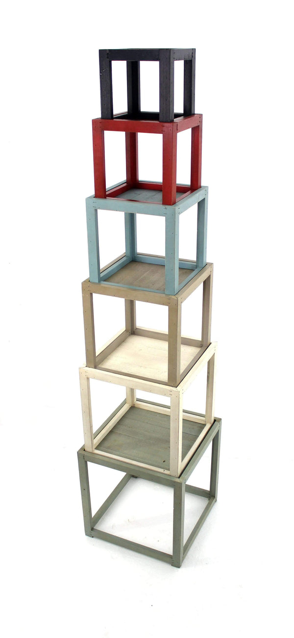 Shelf Corner Shelf Unit - 16.5" x 16.5" x 71" Multi-Color, 6 Layer, Rustic Tower-Like, Wooden - Corner Shelf HomeRoots
