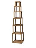 Shelf Corner Shelf Unit - 16" x 16" x 72" Brown, 6 Layer, Rustic Tower-Like, Wooden - Corner Shelf HomeRoots