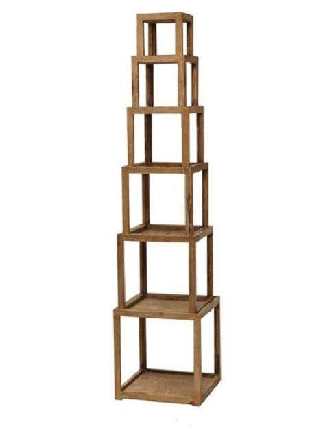 Shelf Corner Shelf Unit - 16" x 16" x 72" Brown, 6 Layer, Rustic Tower-Like, Wooden - Corner Shelf HomeRoots
