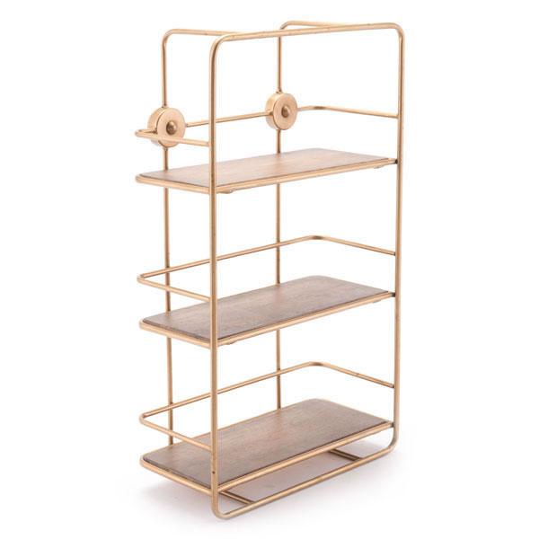 Shelf Gold Shelf - 14.2" X 5.9" X 23.6" Antique Gold Stairs Shelf HomeRoots