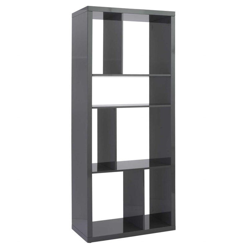 Shelf Media Shelf - 29.93" X 15.56" X 72.05" Shelving and Media Stand in High Gloss Gray HomeRoots