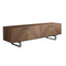 Shelf Media Shelf - 70.87" X 16.54" X 19.69" Media Stand in American Walnut with Brushed Stainless Steel Base HomeRoots