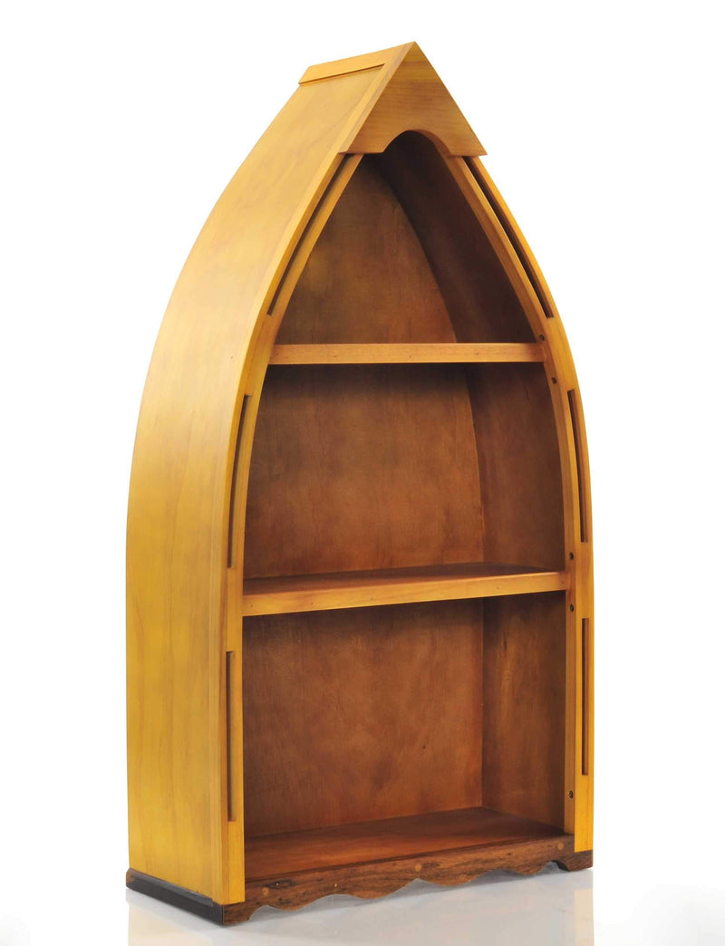 Shelf Small Shelf - 7" x 18.5" x 34.3" Wooden Canoe Book Shelf Small HomeRoots