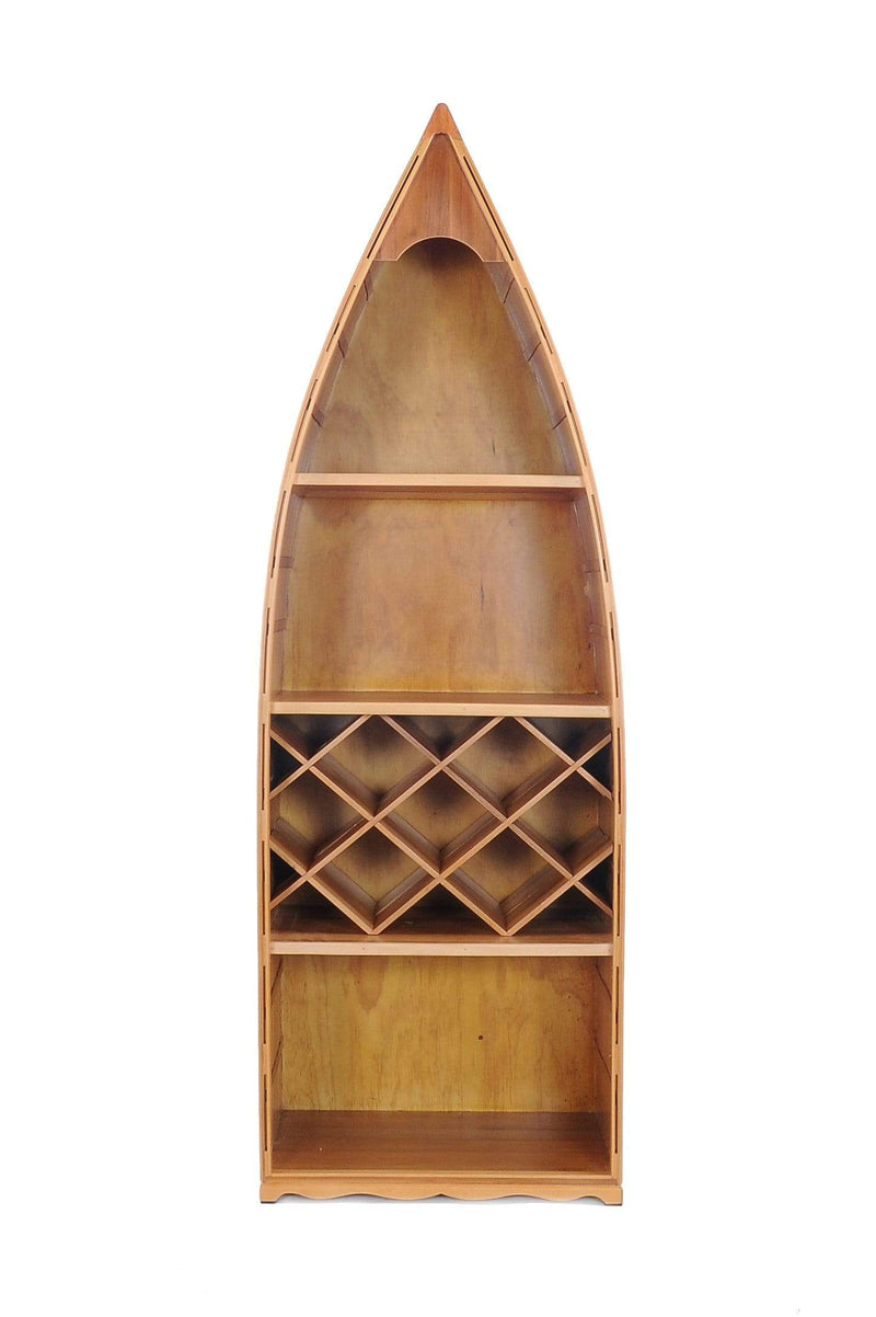 Shelf Wall Shelf Unit - 24.5" x 74" x 12.5" Wooden Canoe Wine Shelf HomeRoots