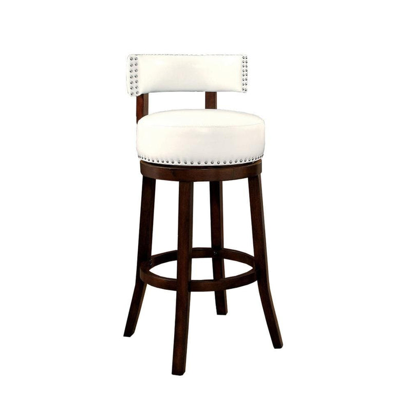 Shirley 29" Barstool Withpu Cushion, White Finish, Set Of 2-Bar Stools and Counter Stools-Dark Oak, White-Wood-JadeMoghul Inc.