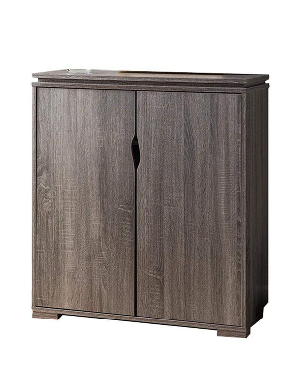 Wooden Shoe Cabinet With Spacious Storage, Distressed Gray