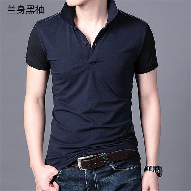Short Sleeve Polo Shirt-Navy Black-M-JadeMoghul Inc.