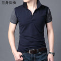 Short Sleeve Polo Shirt-Navy Grey-M-JadeMoghul Inc.