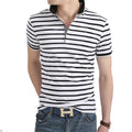 Short Sleeve Polo Shirt-White Striped-M-JadeMoghul Inc.