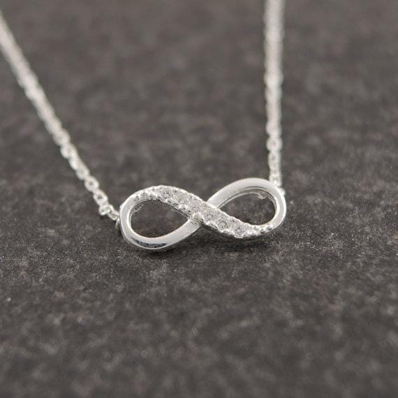 Shuangshuo Tiny Infinity Crystal Pendant Necklaces for Women Choker Lucky Number Eight Geometric Silver Long Chain Necklace-Gold-color-JadeMoghul Inc.