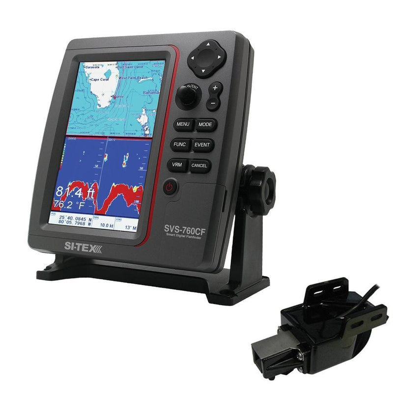 SI-TEX SVS-760CF Dual Frequency Chartplotter Sounder w-Navionics+ Flexible Coverage & Transom Mount Triducer [SVS-760CFTM]-GPS - Fishfinder Combos-JadeMoghul Inc.