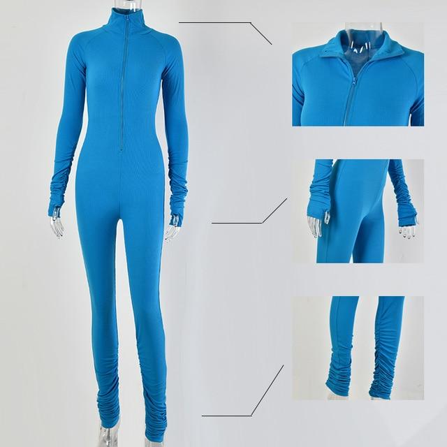 Sibybo Autumn Turtleneck Skinny Casual Jumpsuit Women Long Sleeve Front Zipper Sport Wear Womens Rompers Black Fitness Overalls AExp