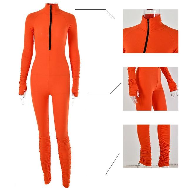 Sibybo Autumn Turtleneck Skinny Casual Jumpsuit Women Long Sleeve Front Zipper Sport Wear Womens Rompers Black Fitness Overalls AExp