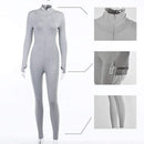 Sibybo Autumn Turtleneck Skinny Casual Jumpsuit Women Long Sleeve Front Zipper Sport Wear Womens Rompers Black Fitness Overalls AExp