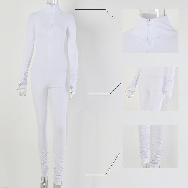 Sibybo Autumn Turtleneck Skinny Casual Jumpsuit Women Long Sleeve Front Zipper Sport Wear Womens Rompers Black Fitness Overalls AExp