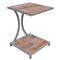 Side and End Tables Plank Style Mango Wood End Table with Metal Framing and Open Shelf, Brown and Gray Benzara