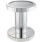 Side and End Tables Round Wood and Glass End Table with Pedestal Base, Silver Benzara