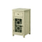 Side and End Tables Solid Wood Side Table With Spacious Storage and Cut Out Door Panel, White Benzara