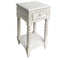 Side and End Tables Spacious Mango Wood Side Table with Metal Ring Handle, Washed White Benzara