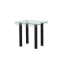 Side and End Tables Tempered Glass Top End Table With Round Metal Feet In Black Benzara