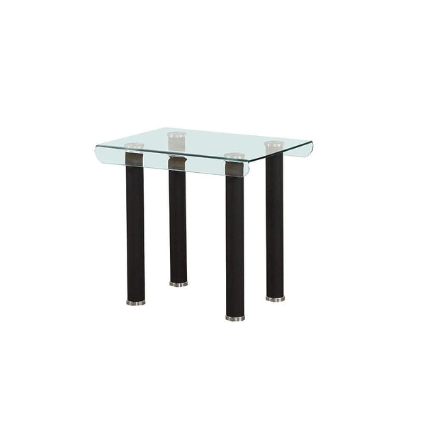 Side and End Tables Tempered Glass Top End Table With Round Metal Feet In Black Benzara