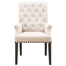 Side Dining Chair, Beige & Smokey Black-Dining Chairs-Beige & Black-Wood & Fabric-JadeMoghul Inc.