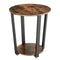 Stylish Iron and Wood End Table with Open Bottom Storage Shelf, Brown and Black