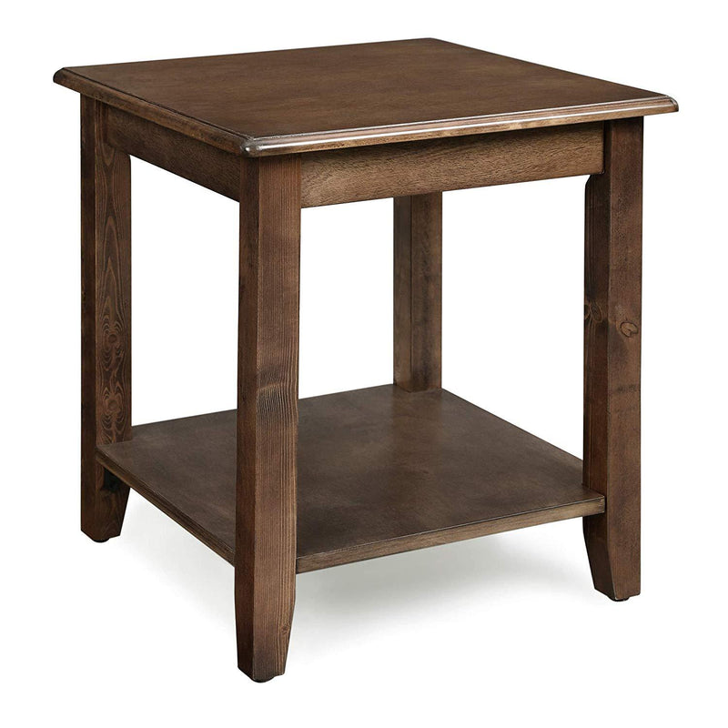 Transitional Style Wooden Side Table with Open Shelf and Adjustable Floor Protectors, Brown