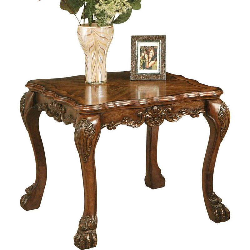 Wooden End Table In Traditional Style , Cherry Oak Brown