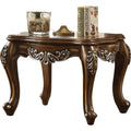 Wooden End Table With Fine Scrolled Work, Antique Oak Brown