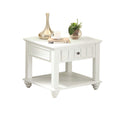 Wooden End Table with One Drawer and Bottom Shelf in White