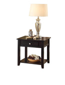 Wooden End Table with One Drawer and One Shelf, Black