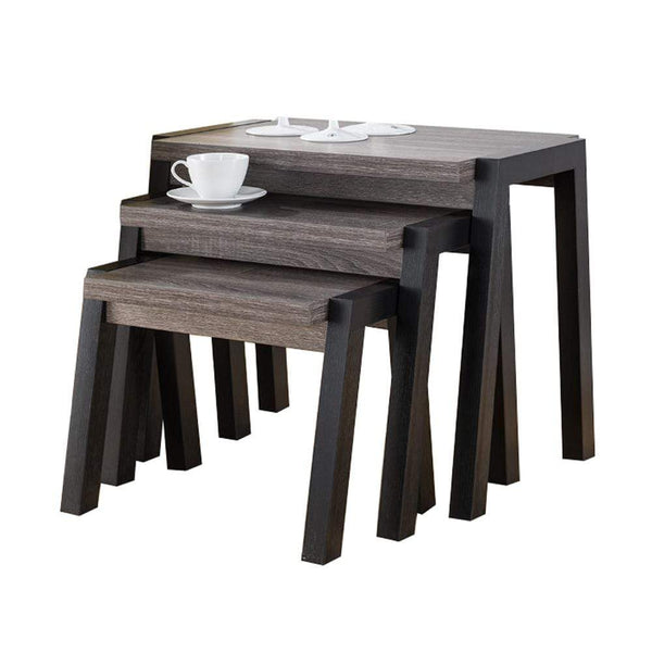 Side Tables and End Tables Showcasing Modern End Table, Set of 3, Gray and Black Benzara