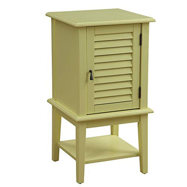 Side Tables and End Tables Smart Looking Side Table With 1 Drawer and Door, Light Yellow Benzara